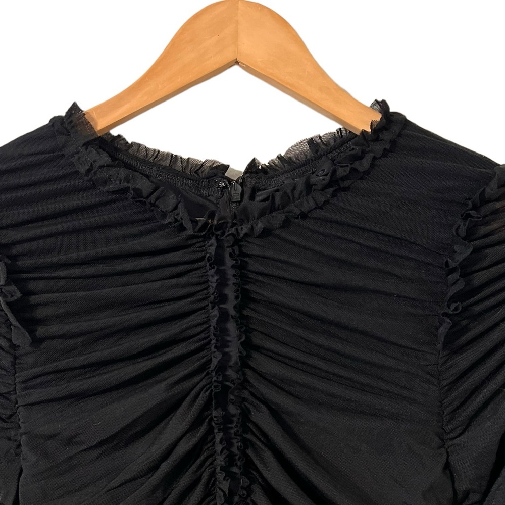 REVOLVE x NBD Las Olas Black Ruched Mesh Long Sleeve Dress - Picture 6 of 9